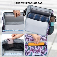 ZHCHG Wheelchair Bags, Backpack with Cup Large, Purple butterfly