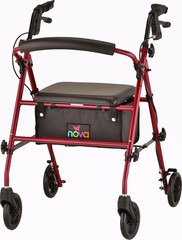 Nova Journey 4205 Steel Rollator Walker Folding Seat Hand Brakes Storage Pouch