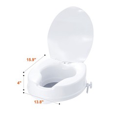 KFFKFF Elevated Toilet Seat, 4″ Increase in Height, Supports up to 300 lbs