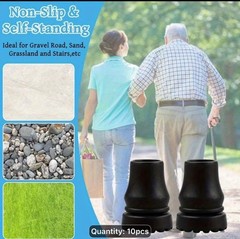 10pcs Black Rubber Walking Cane Tips 22mm Non-Slip Self-Standing