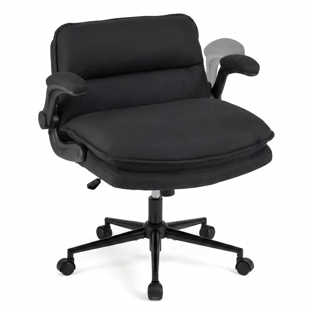 Criss Cross Chair on Wheels with Flip-up Arms, Adjustable Height, Wide Backrest