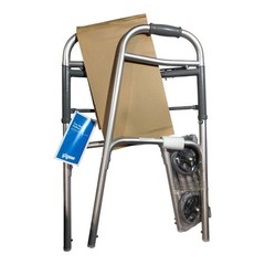 ProBasics Folding Adjustable Walking Frame, 2 Wheels, Aluminum, Silver/Gray