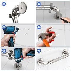 12 Inch Stainless Steel Chrome Shower Grab Bar, Bathroom 1 Foot (Pack of 1)