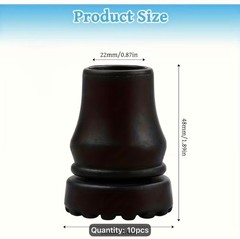 10pcs Black Rubber Walking Cane Tips 22mm Non-Slip Self-Standing