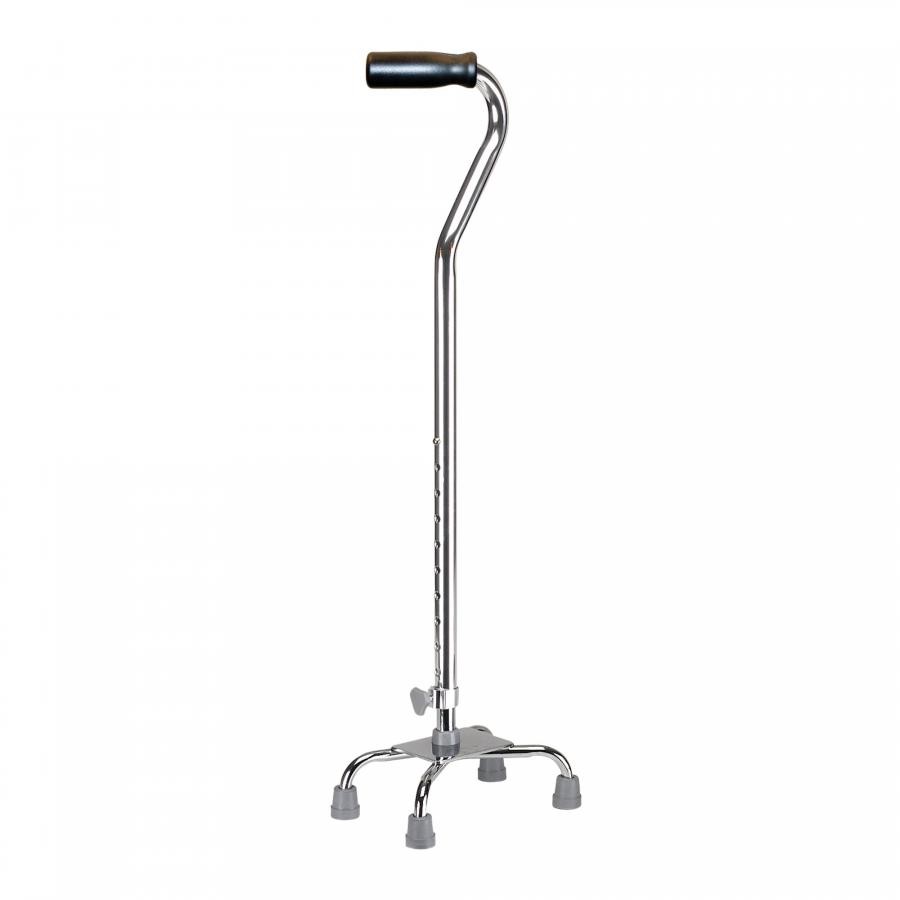 Drive Small Base Quad Cane Contoured Handle Adjustable 30-39″ Height Chrome