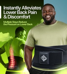 Plus Size Back Brace for Lower Pain Relief – Adjustable XXX-Large, Black