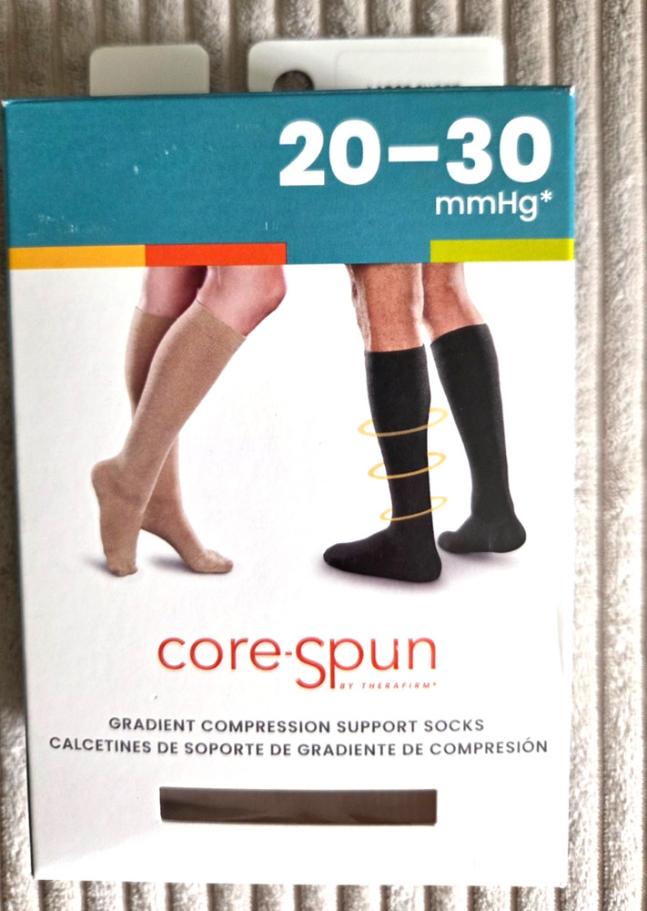 Core-Spun Therafirm Gradient Compression Support Socks 20-30 mmHg 18131 White L