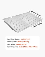 VEVOR Aluminum Threshold Ramp for Doorways, 29.5″x 24.3″ Wheelchair Accessible