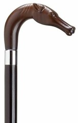 Harvy Made in Italy Brown „L“ Horse Head on Black Hardwood Shaft Walking Cane