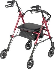 Drive Medical Adjustable Height Rollator with 6 Inches Wheels – Red RTL10261RD
