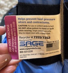SAGE Products Prevalon Pressure Relieving Heel Protector #7355/7352 Exc Cond