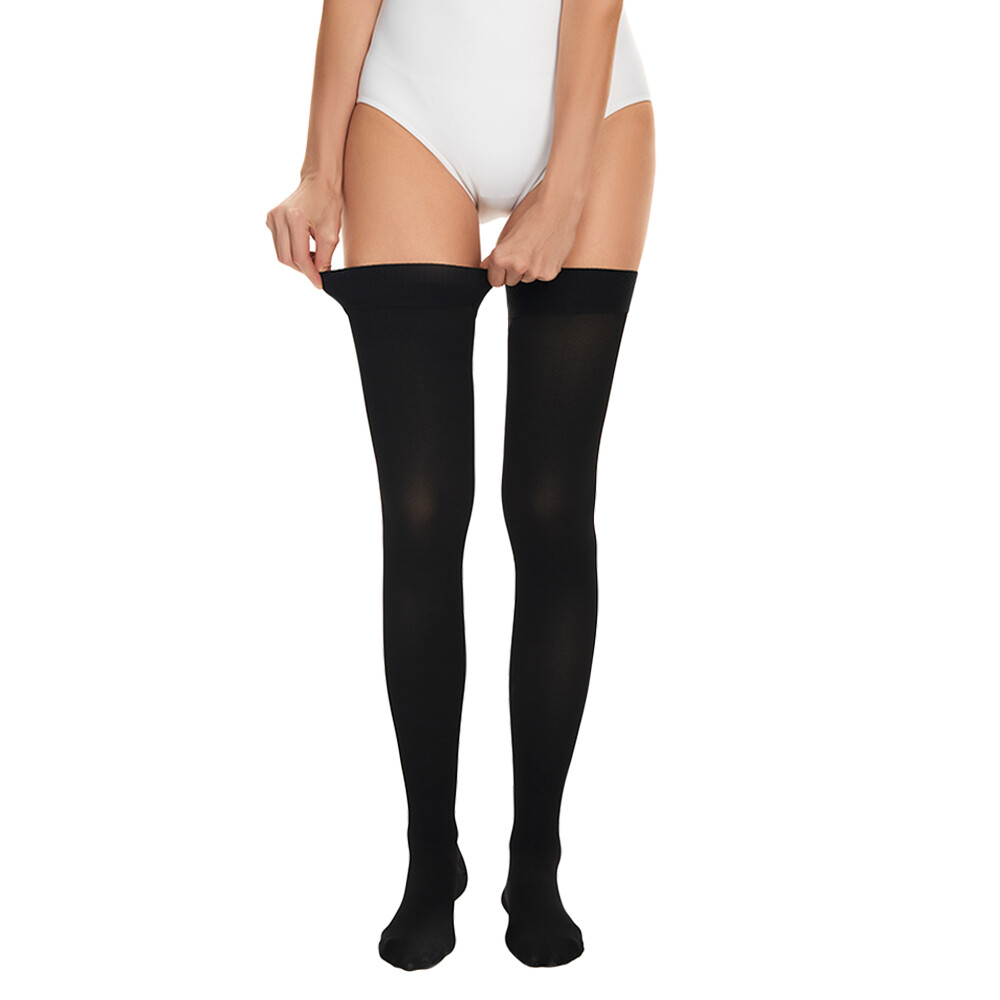 Thigh High Compression Stocking For Unisex Close Toe 20-30mmHg Black Socks NEW