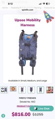 Firefly Upsee Upright Mobility Harness Denim & Blue Foot Straps NOT Included MED