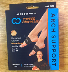 Copper Compression Arch Support Sleeves One Size Black Plantar Fasciitis (Pair)