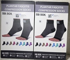 Lot of 2 SB SOX Plantar Fasciitis Compression Socks Arch Support Low Cut MEDIUM