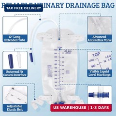 5 Pack 1000ml Sterile Leg Urinary Drainage Bags with 2 Adjustable Elastic Straps