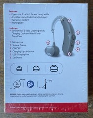 RCA OTC Hearing Aid – Rechargeable Right or Left Ear Compatible, 15-Hour Battery