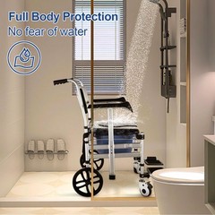 Multifunction Bath Commode Shower Chair Seat Wheelchair for Elderly Disable,US