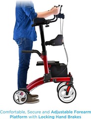 NOVA Dragon Rise UP Rollator, Upright Walker w/Contour Forearm, RED – OPEN BOX!