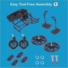 Portable 25 lbs Transport Wheelchair with Swing Away Footrests & Safety Belt