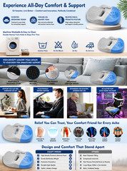 X-Large Gel Memory Foam Cushion Seat Pad Tailbone Pain Relief/Office/Car/Chair