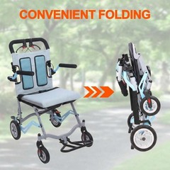 Lightweight Folding Alloy Wheelchair for Seniors Portable Mobility Aid Handbrake