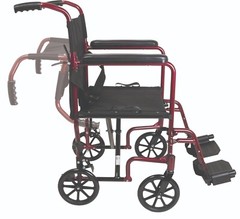 ProBasics Burgundy Aluminum Transport Chair – Footrests – TCA1916BG – New