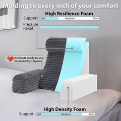 ENITYA 19” Back Pillow for Bed Sitting up, Built-in Armrests & Big Pockets, Back