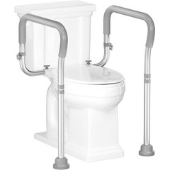 Adjustable Toilet Safety Rail Mobility Aid Bathroom Support Frame Silver Grey