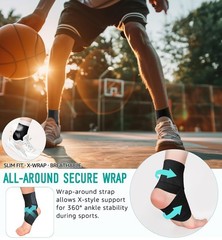 Ankle Support Brace for Men & Women, Adjustable Compression Strap for Sprains,