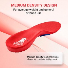 Vasyli Custom Full Length Insoles Red Large Heel Grid Reduces Slippage Firm
