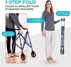 Space Saver Walker, Lightweight Folding Rolling Mobility Aid for Seniors & Ad…