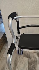 Foldable Adjustable Walking Frame with Seat, 4 Wheels, Lightweight, Silver/Black