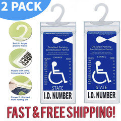 2x Handicap Parking Permit Placard Protector Cover Hanger Car Holder Hang Sleeve