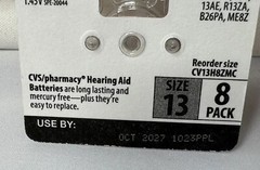 CVS Max Size 13 Hearing Aid 8 Batteries /Pack X 6 Exp 10 & 11 2027 CV13H8XMC NIB