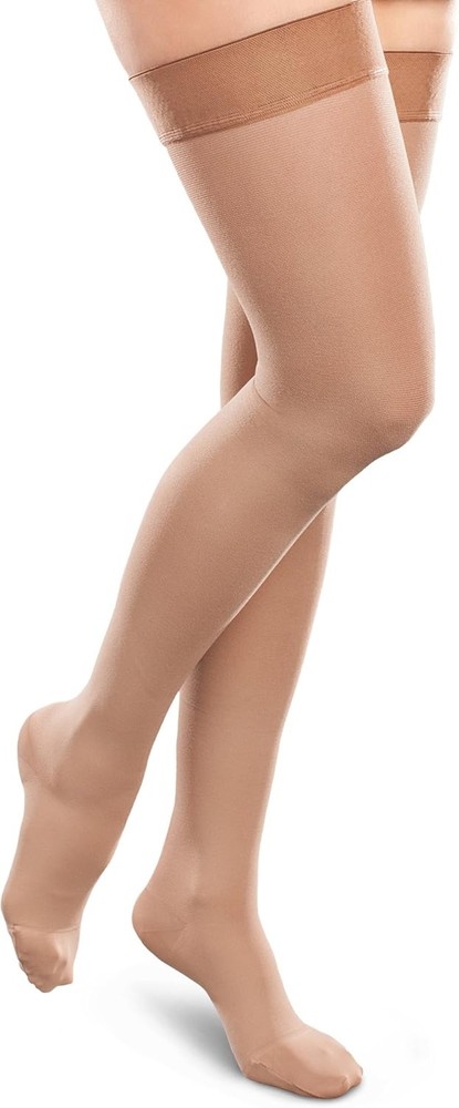 Ease Opaque Thigh Highs, Long, (Size: S) 20-30mmHg Sand by Therafirm