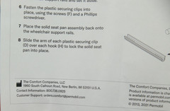 NEW Permobil Comfort Company REMOVABLE SOLID SEAT PAN Plate F3 F5 M3 M5 M300