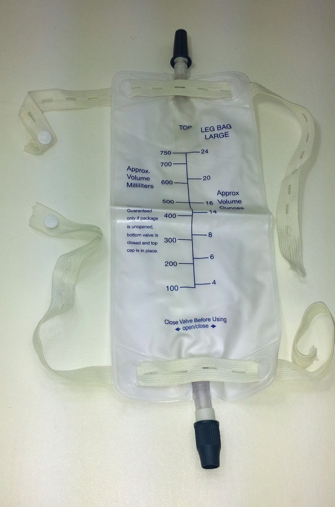3 Urinary Urine Leg Bag 750 cc Anti Reflux Valve with Straps Sterile, NEW