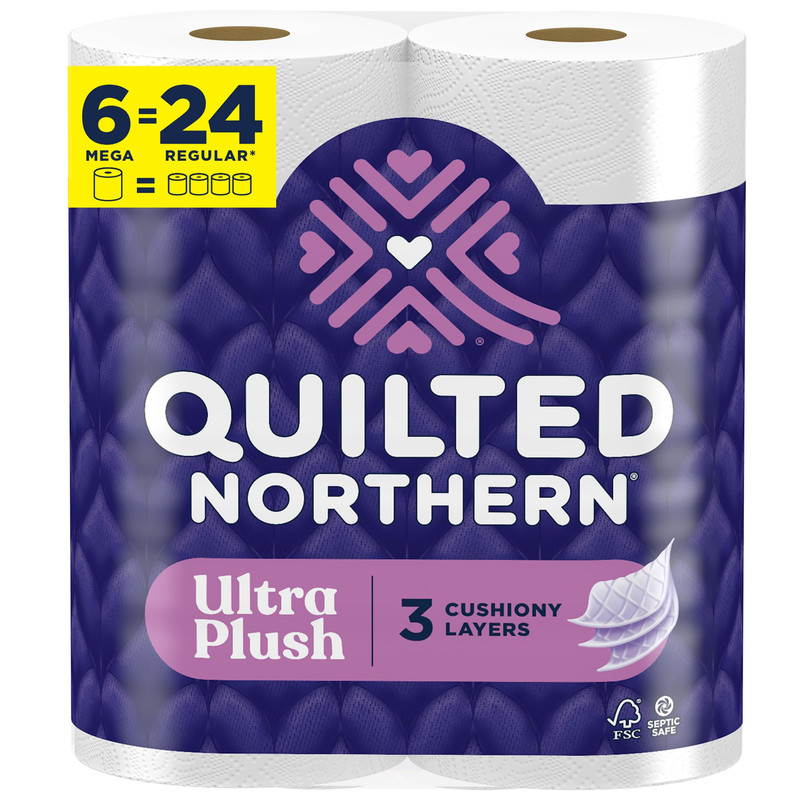 Quilted Northern Ultra Plush Toilet Paper 6 Mega Rolls 24 Regular Rolls 3X