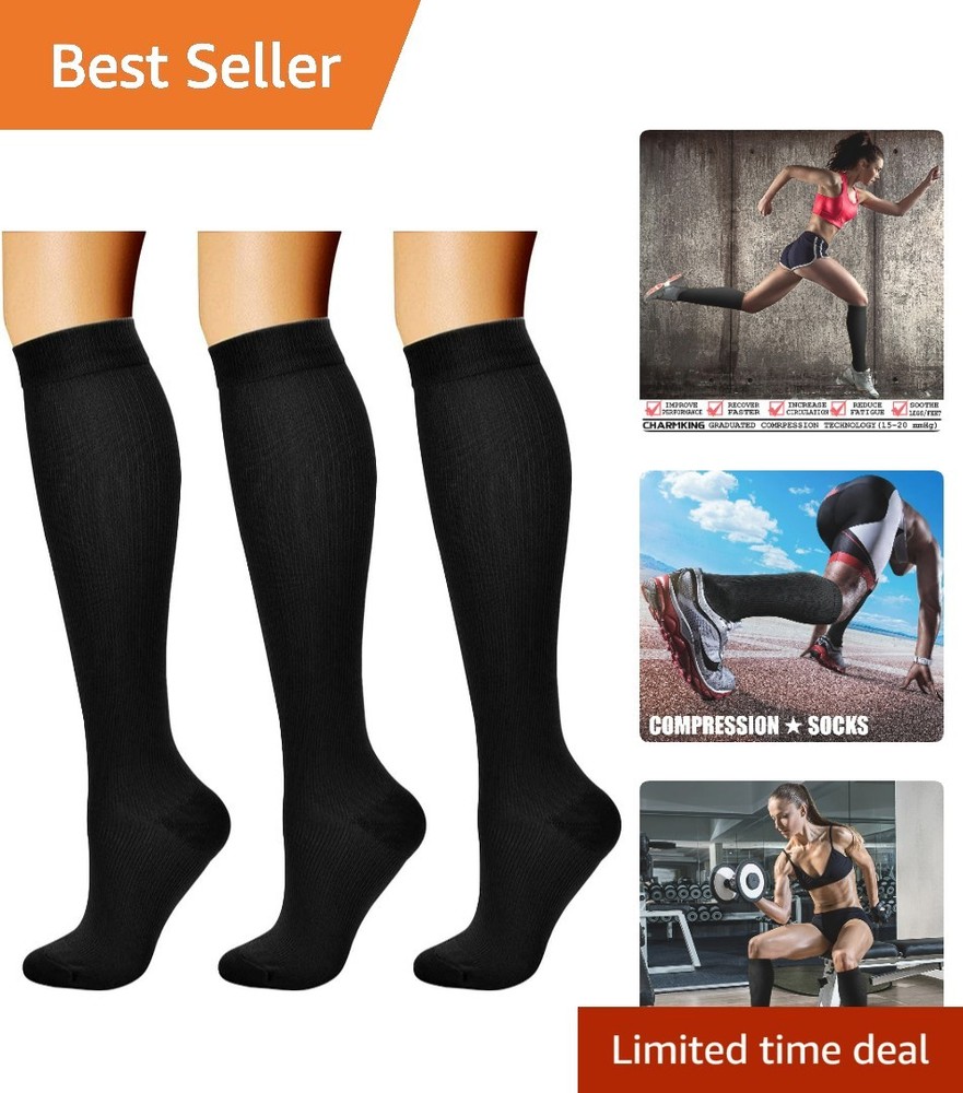 Athletic Compression Socks for Men and Women – 3 Pairs, Enhanced Circulation