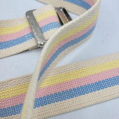 SkiL-Care Gait Belt 60″ Length Pastel Stripe 2″ Ivory yellow pink blue Stripe