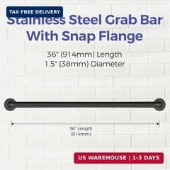 Stardrix 36-Inch ADA Compliant Grab Bar, 1.5″ Diameter, Concealed Mounting Flang