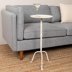 Creative Co-Op Metal Martini Cocktail Table Antique White Ec1447
