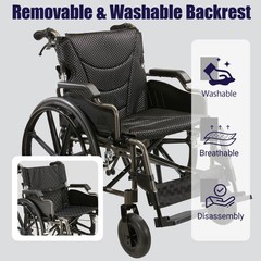 Aluminum Alloy Transport Wheelchair. 20″ Seats. With front and Rear Locking Hand