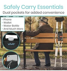 Vive Crutch Bag & Hand Grip Pads – Water-Resistant Pouch with Foam Padding