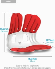 Portable Ergonomic Back Support for Office and Home – Red, 16.5 x 12.7 in