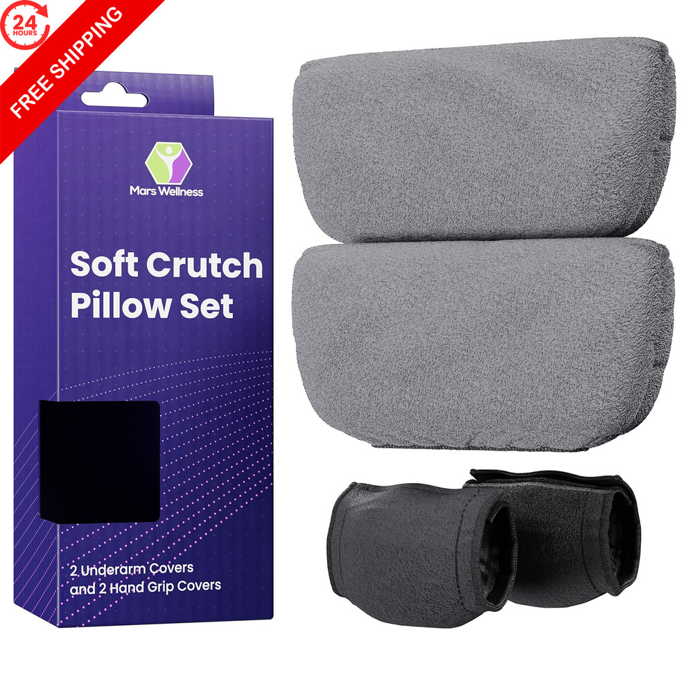 Crutch Pillows Set – Under Arm Crutches – Gray – Handle Pillow Covers