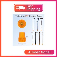 supregear Cane Tips (4-Pack), 3/4 Inch Replacement Feet Caps for Most Walking Ca