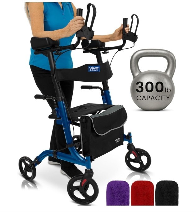 Mobility Upright Walker with Seat, for Seniors, Women – Stand Up Rollator