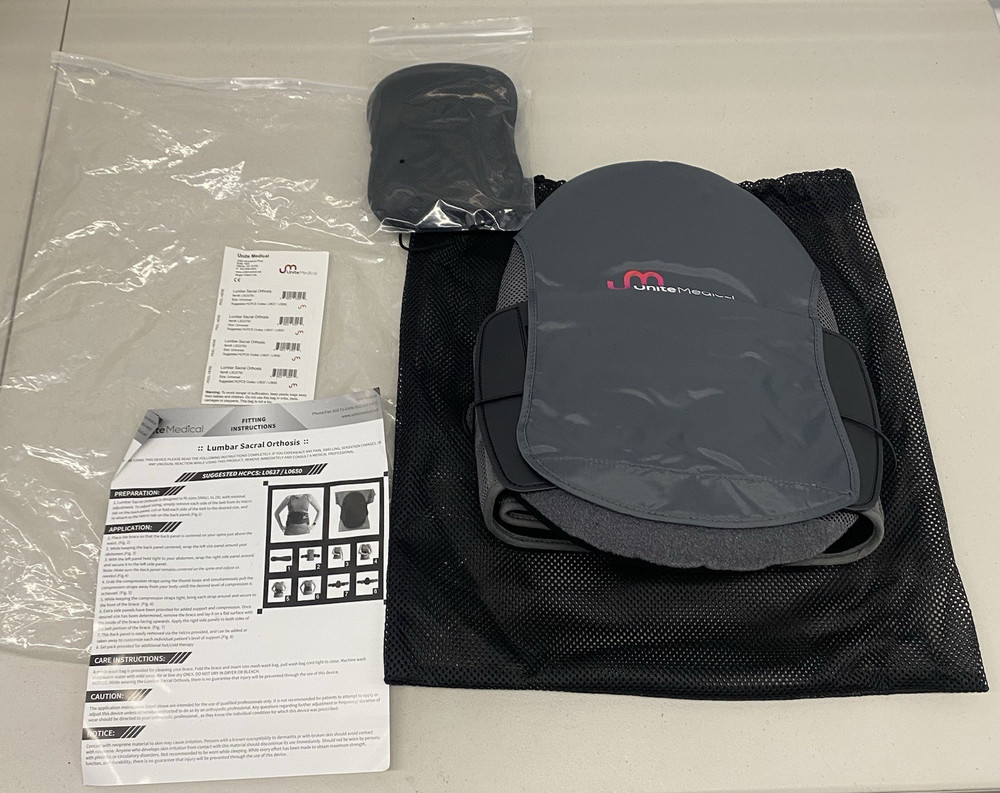 Unite Medical Lumbar Sacral Orthosis LSO3750 Brand NEW FREE SHIPPING